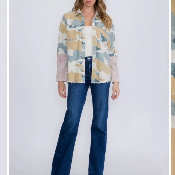 Camo Jacket 100% Cotton Pastel Camo Utility Jacket - Picture 4 of 5